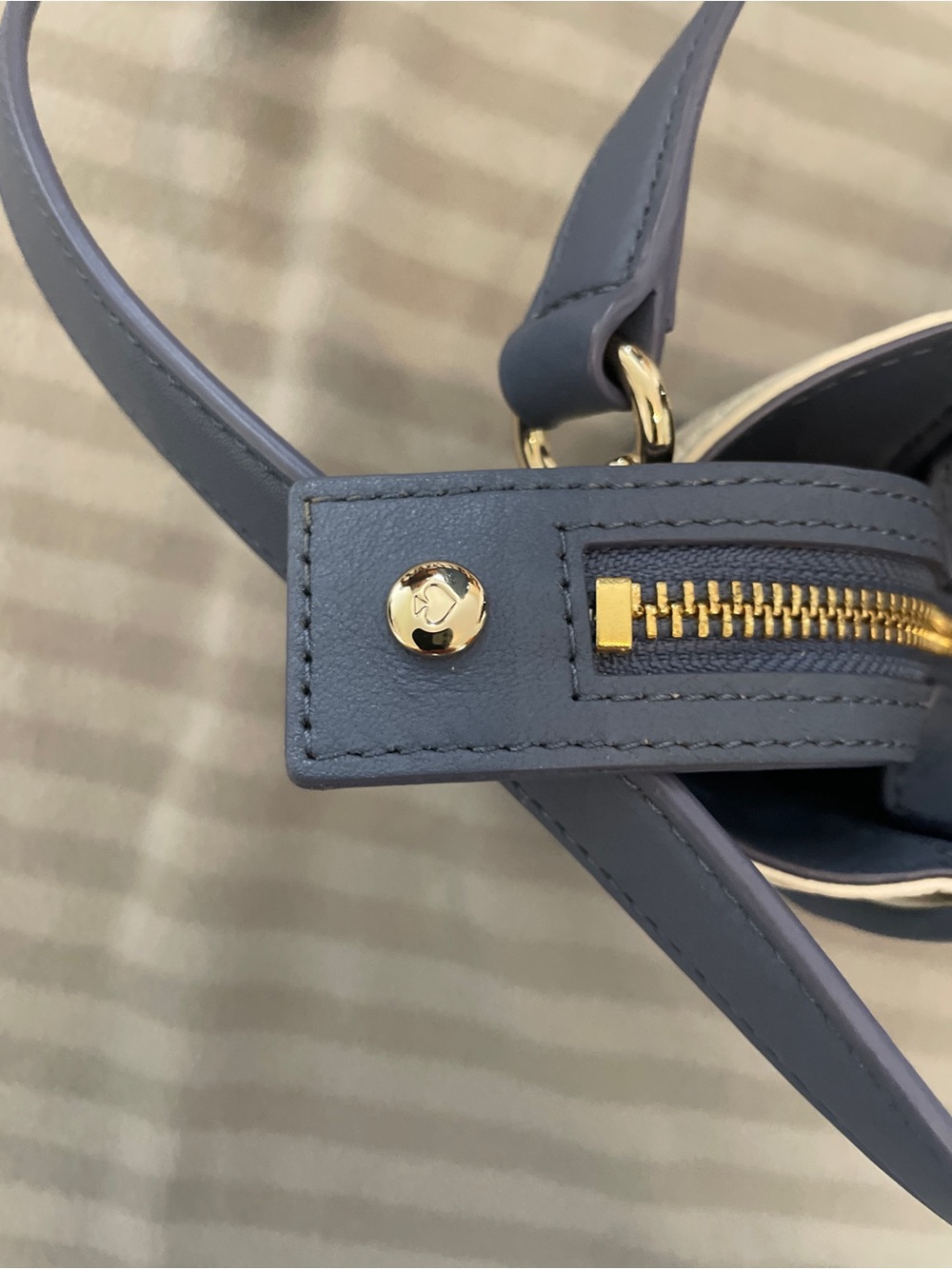 kate spade Cream, Blue & Gray Snake-Texture Top-Handle Satchel - Picture 9 of 9
